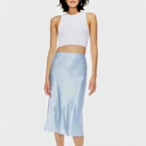 Aritzia Babaton Light Blue Satin Midi Skirt